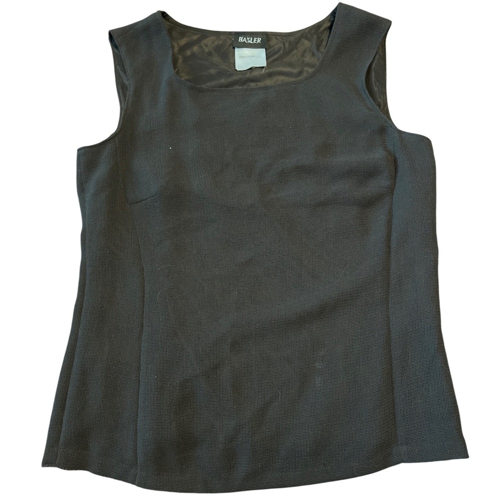 Basler Black Square Neck Sleeveless Textured Top Women's